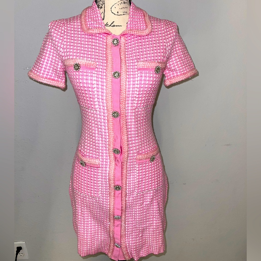 SELF PORTRAIT PINK KNIT DRESS